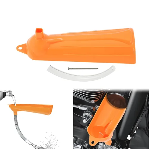 Miniatura 4 de Juego de embudo de llenado de cárter para llenado de aceite y tapones de drenaje primarios compatibles con Harley Orange