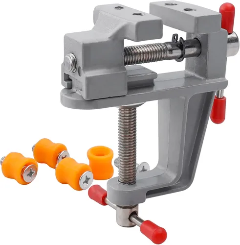Miniatura 5 de Yakamoz Mini tornillo de banco para mesa pequeña, abrazadera de tornillo de banco, prensa de tornillo de banco de trabajo para fabricación de joyas