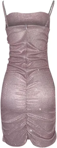 Miniatura 11 de Vestido de lentejuelas con purpurina para mujer, con tirantes delgados, vestido de fiesta brillante, sin mangas, bodyocn, minivestidos para discoteca