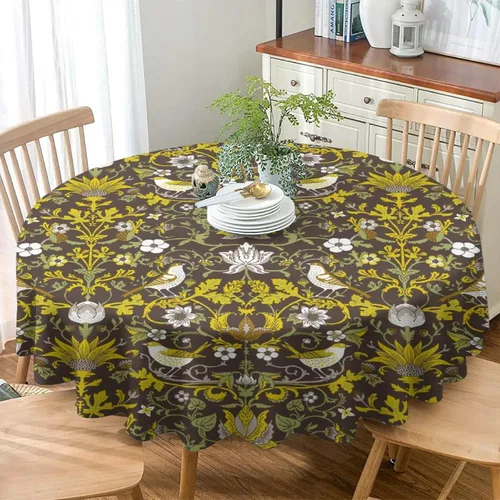 Miniatura 146 de Mantel Floral Retro de Pájaros, Diseño Original Bohemio William Morris Estampado Cubierta de Mesa para Hogar Picnic Fiesta Comedor Cocina William