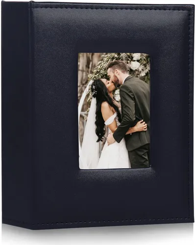 Miniatura 18 de Álbum de Fotos 4x6 para 300 Fotos Cubierta de Cuero PU Página Interior Negra para Álbumes de Boda Libro de Fotos Familiar Bebé Aniversario Bolsillo