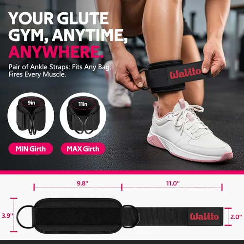 Miniatura 3 de WALITO Correas de tobillo de gimnasio para máquinas de cable, mujeres y hombres, puños de tobillo con retroceso de glúteos, accesorios de máquina