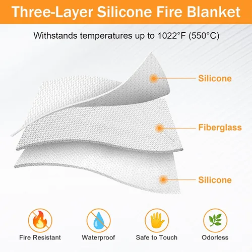 Miniatura 2 de Mondoshop Manta Ignífuga de Silicona para el Hogar - 40"x40" Mantas de Emergencia contra Incendios para Cocina, Mantas Ignífugas para Automóvil