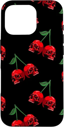 Miniatura 20 de Cute Cherry Skull Pattern Red Scary Skulls Black Background Case for iPhone 17