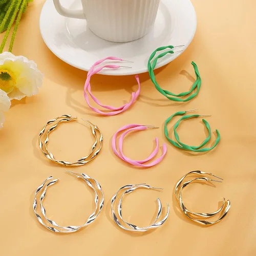 Miniatura 2 de Nonsucheer 10 pares de aretes para mujer, aretes coloridos Y2K, aro de tubo pequeño y aro grueso, paquete de regalo de joyería para mujeres y niñas