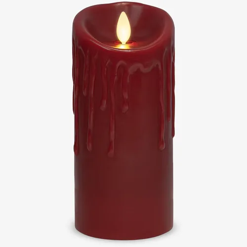 Miniatura 4 de Luminara - Vela LED sin llama con goteo de cera, burdeos 3.4" x 4.5", función de temporizador, pila de cera real, funciona con batería, sin perfume