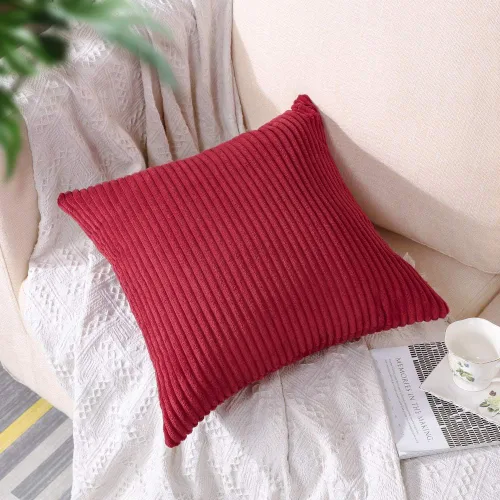 Miniatura 194 de Artscope Fundas de Almohada de Pana a Rayas Acogedoras Súper Suaves Decorativas Cuadradas Fundas de Cojín para Sofá Sillón Dormitorio Decoración