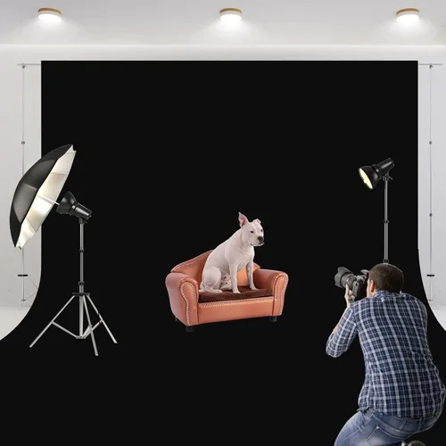 Miniatura 3 de Aimosen Telón de fondo negro de 10 x 10 pies para fotografía, cortinas de fondo de fotos grandes, pantalla de tela de poliéster de alta densidad