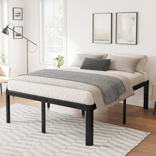 Miniatura 2 de Hunlostten Base de cama individual resistente de 16 pulgadas, no necesita somier, plataforma de metal con esquinas redondas, fácil montaje, sin