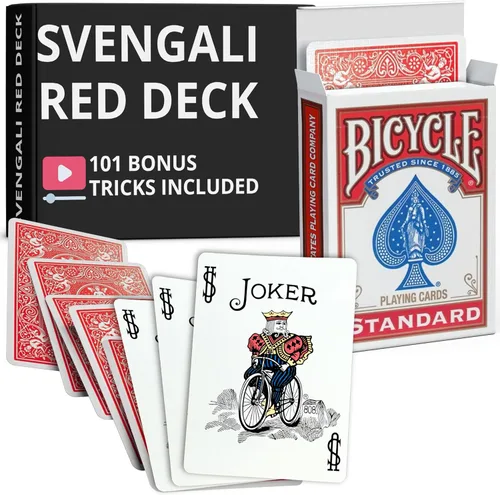 Miniatura 25 de Ted's Sterling Magic Precision Red Rider Back Bicycle Mazo Svengali con Instrucciones para 100+ Trucos (2 de Tréboles)