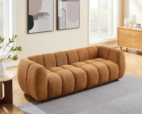 Miniatura 9 de VANOMi Sofá Boucle de Gran Tamaño de 88", Sofá Moderno Tapizado Acolchado Tipo Nube, Sofá Boucle de Asiento Profundo, Acogedor Sofá Moderno de 3