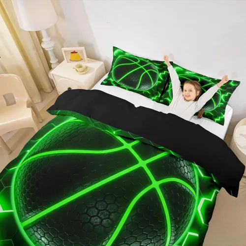 Miniatura 13 de Erosebridal Sports Duvet Cover Football Patchwork Bedding Sets, Geometric Ball Pattern Bed Cover Rugby Game Bed Set Twin