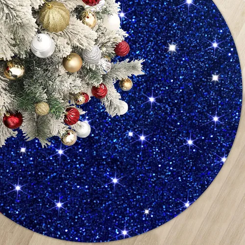 Miniatura 11 de MODFUNS Falda Roja para Árbol de Navidad Mini Faldas con Purpurina para Árbol de 21 Pulgadas Falda para Árbol de Navidad con Lentejuelas Tapete