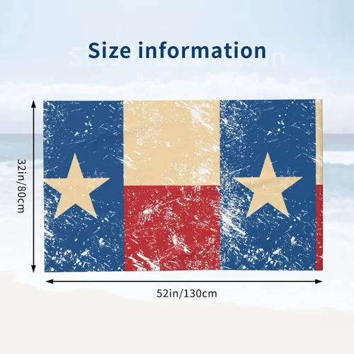 Miniatura 2 de Decktt Toalla de playa con bandera retro de Texas, 32 x 52 pulgadas, toalla de camping de microfibra de secado rápido, súper absorbente, súper