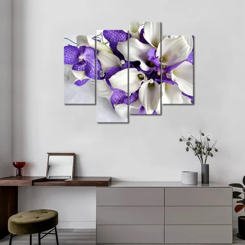 Miniatura 3 de Arte de pared de flores moradas, lienzo de lirio de cala, ramo de flores, fotos de cocina, impresión en lienzo con flores para sala de estar