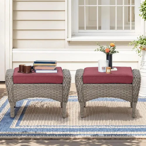 Miniatura 18 de Belord Banco planeador para exteriores, sofá biplaza para patio, capacidad de peso de 500 libras, sofá de mimbre de 2 plazas, muebles pequeños