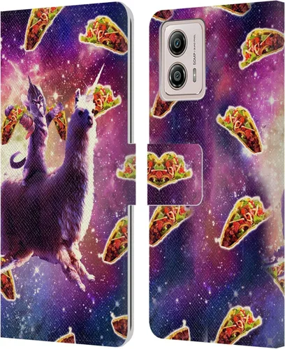 Miniatura 12 de Head Case Designs Officially Licensed Random Galaxy Cat & Electric Pancakes Space Llama Leather Book Wallet Case Cover Compatible with Motorola Moto