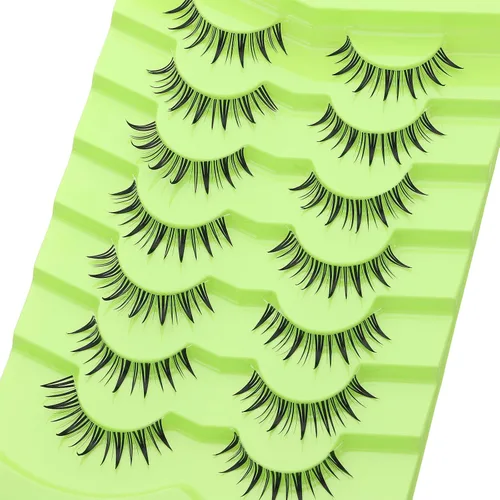 Miniatura 5 de 7 pares de pestañas postizas manga de aspecto natural, pestañas postizas esponjosas y puntiagudas de anime, estilo coreano, japonés y asiático