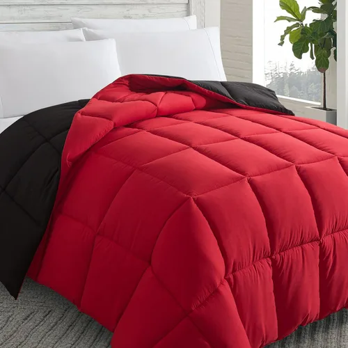 Miniatura 11 de Cosybay Edredón alternativo de plumón (rosa/gris claro, Queen) – Edredón de cama acolchado suave tamaño Queen para todas las estaciones – Inserto