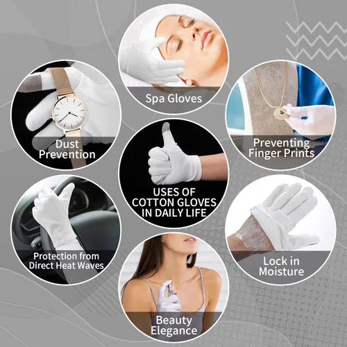 Miniatura 6 de Sibba 2 pares de guantes hidratantes con pantalla táctil, guantes hidratantes de algodón blanco, para uso nocturno, tratamiento para ectima, manos