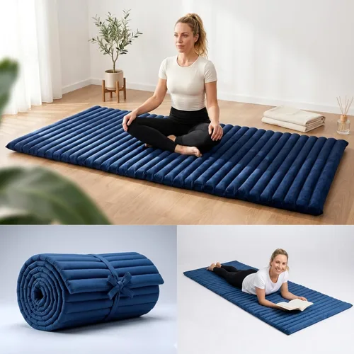 Miniatura 70 de Leewadee - Colchón plegable - Futón japonés enrollable -Alfombra de tatami triple pliegue - Cama de piso para invitados - Colchón de camping