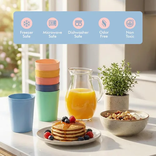 Miniatura 4 de MASTERCOOK 6 Piezas de Tazas Pequeñas Reutilizables – 8 oz Vasos Irrompibles para Beber – Tazas para Niños Pequeños para Agua, Jugo, Leche – Vasos