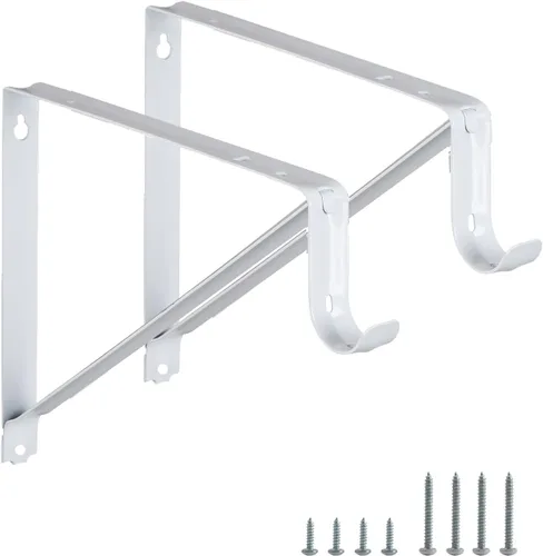 HOME MASTER HARDWARE Paquete de 2 soportes de barra de armario resistentes, soporte de estante montado en la pared con soporte de estantería de