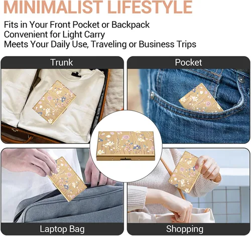 Miniatura 100 de BONSYL® Soporte para tarjetas de crédito, cartera delgada de metal con bloqueo RFID, con 6 ranuras para tarjetas, para mujeres y hombres.