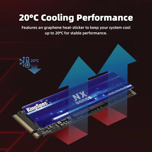 Miniatura 3 de KingSpec NX Series 512GB Gen3x4 NVMe M.2 SSD, hasta 3500 MB/s, unidad de estado sólido interna 3D NAND Flash M2 2280, para computadoras