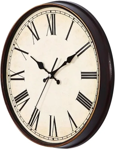 ORFOFE Reloj de pared silencioso europeo vintage de 10.62 pulgadas, esfera de números romanos, reloj decorativo para sala de estar, dormitorio,
