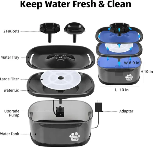 Miniatura 3 de Kastty Paquete de 6 filtros F de repuesto de carbón activado de 7.1 in más grandes para fuentes de agua para perros grandes de 9 L, grado