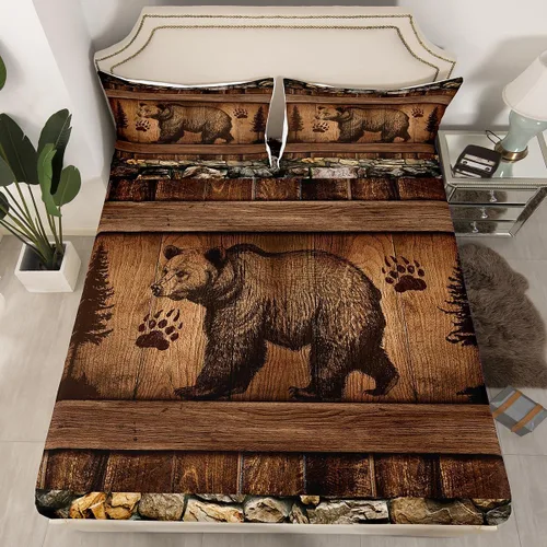 Miniatura 12 de Erosebridal Happy Camping - Sábana bajera ajustable individual para niños, diseño de animales del bosque del bosque, para bebés, niños y niñas