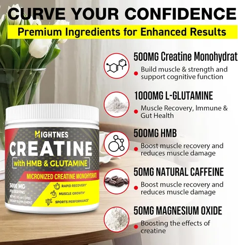Miniatura 6 de Creatina HMB, creatina en polvo para hombres y mujeres, monohidrato de creatina micronizada para crecimiento muscular y recuperación y mayor fuerza