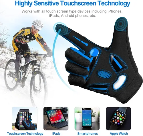 Miniatura 4 de BIKINGMOREOK - Guantes de ciclismo para bicicleta de montaña, para hombre y mujer, permite el uso de pantallas táctiles, con acolchado de gel