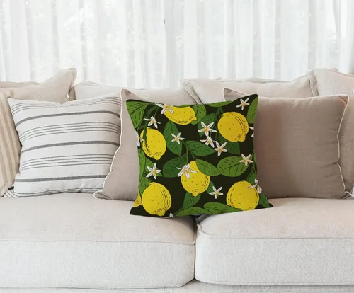 Miniatura 38 de Solekla Funda de almohada cuadrada de lino y algodón con flores blancas y negras, funda de cojín decorativa para sofá de 18 x 18 pulgadas Sl157