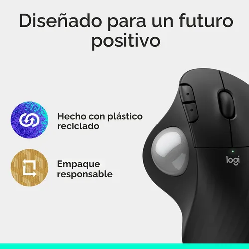 Miniatura 9 de Logitech Ergo M575S Ratón inalámbrico de Trackball, mouse ergonómico inalámbrico con Bluetooth y dongle cifrado, cómodo control de pulgar