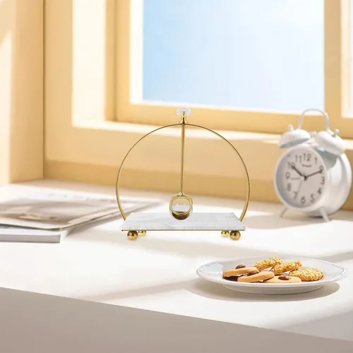 Miniatura 3 de Rustic Arc-shaped Napkin Holder with Weighted Arm, Metal Kitchen Paper Towel Holder for Dining Table, Gold Finish Tissue Dispenser for Home and