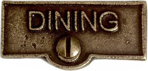 Placa de interruptor de suministro de renovadores Etiquetas "COMEDOR" Etiqueta de letrero de latón Acabado Tablero