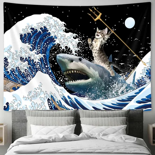 Miniatura 11 de SAOLUIS Tapiz de luz negra de dinosaurio, divertidos tapices de hongos de dinosaurio de neón reactivo a los rayos UV para colgar en la pared, tapiz