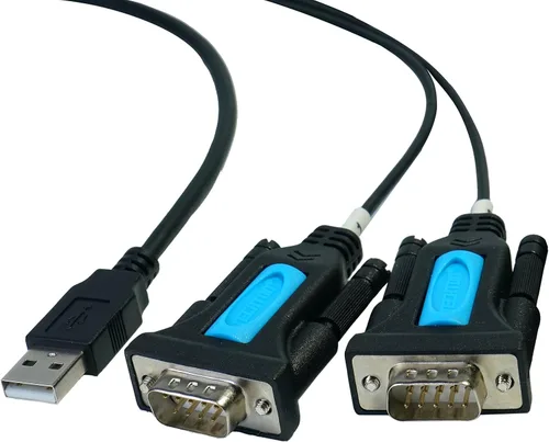 Miniatura 9 de TECHTOO Cable USB a RS232 de 2 puertos USB a RS232, adaptador serial DB9, convertidor de 9 pines macho a macho con tornillos de pulgar