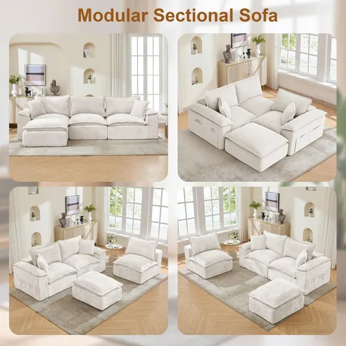 Miniatura 4 de Korser Sofás seccionales de 108 pulgadas para sala de estar, sofá modular sin hueso con asiento profundo y cojín esponjoso, acogedor sofá acolchado