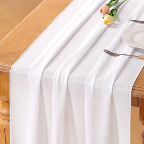 Miniatura 9 de Socomi Camino de mesa de gasa beige para verano, bohemio, rústico, de 10 pies, 29 x 120 pulgadas, decoración de camino de mesa de boda, decoración