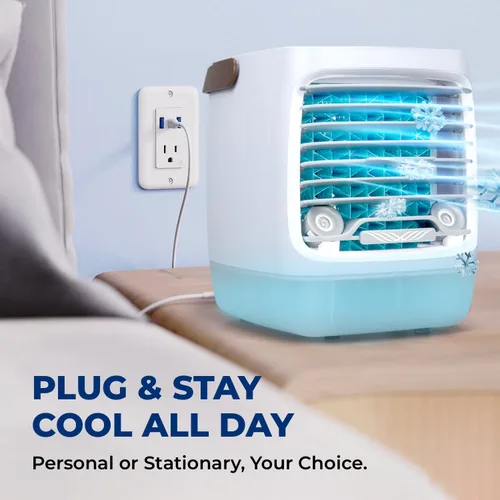 Miniatura 4 de ChillWell Enfriador de aire evaporativo 2.0 para habitación, mini enfriadores portátiles de pantano de 4 velocidades con humidificador Unidad