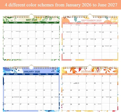 Miniatura 4 de Calendario 2026-2027 – Calendario de pared de enero de 2026 a junio de 2027 – Calendario mensual con papel grueso de 140 gsm para planificación