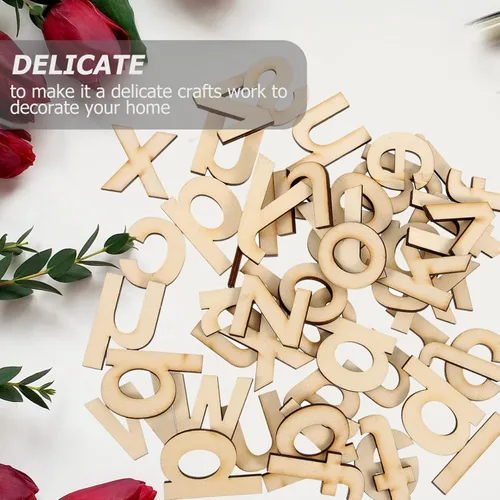 Miniatura 5 de HOMSFOU Letras de madera del alfabeto en minúsculas sin terminar letras artesanales de madera de 1.96 x 1.18 pulgadas, decoración de letras