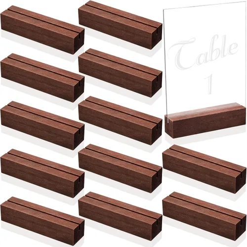 Miniatura 7 de 12 portatarjetas de madera para colocar tarjetas de madera para letreros de mesa, soporte para tarjetas de identificación para decoración de eventos