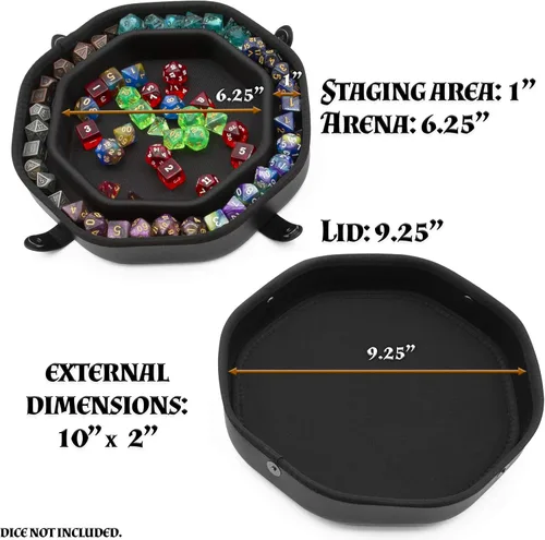 Miniatura 9 de CASEMATIX Bandeja de dados y estuche de almacenamiento de dados para hasta 115 dados RPG - Bandeja de dados para lanzar con broches magnéticos