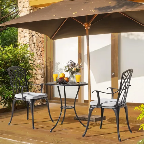 Miniatura 2 de NUU GARDEN - Juego de bistró de 3 piezas para exteriores, todo clima, de aluminio fundido, juego de mesa de bistró y 2 sillas para patio
