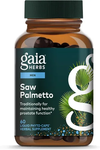 Gaia Herbs Saw Palmetto - Apoya la función saludable de la próstata y la salud urinaria - Saw Palmetto y lecitina de semillas de girasol para apoyar