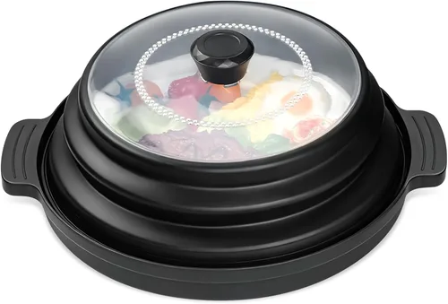Miniatura 11 de Funda de alimentos para microondas de 10.7 pulgadas con alfombrilla aislante de calor, cubierta plegable antisalpicaduras de microondas